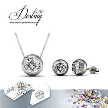 Destiny Jewellery Crystal From Swarovski Round Set Pendant and Earrings